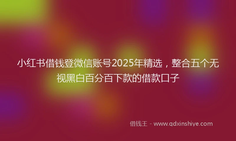 小红书借钱登微信账号2025年精选，整合五个无视黑白百分百下款的借款口子