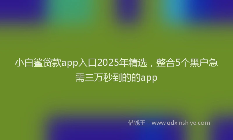 小白鲨贷款app入口2025年精选，整合5个黑户急需三万秒到的的app