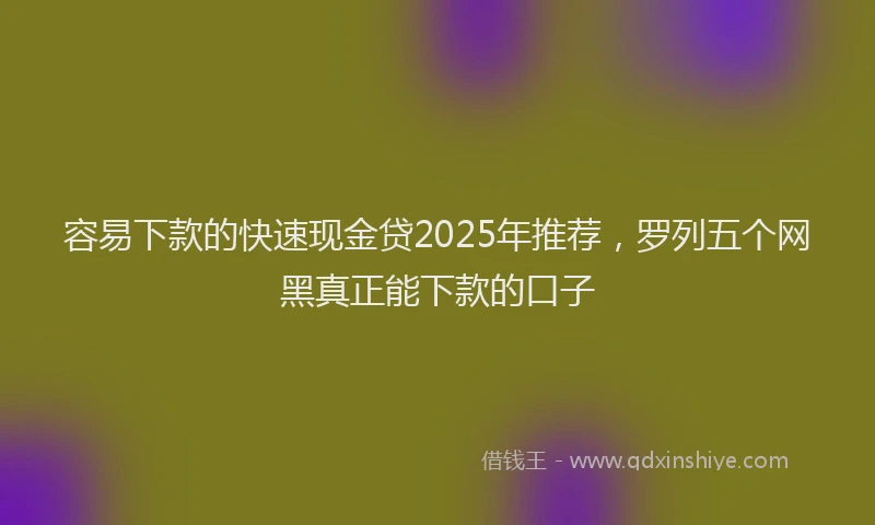 容易下款的快速现金贷2025年推荐，罗列五个网黑真正能下款的口子
