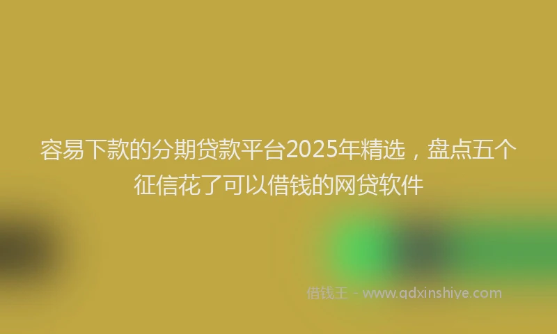容易下款的分期贷款平台2025年精选，盘点五个征信花了可以借钱的网贷软件