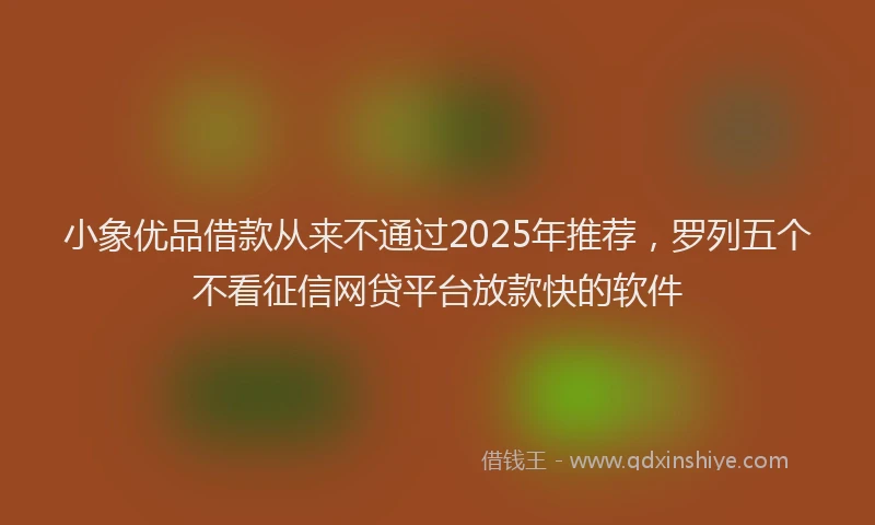 小象优品借款从来不通过2025年推荐，罗列五个不看征信网贷平台放款快的软件