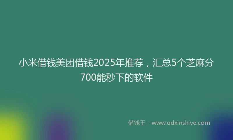 小米借钱美团借钱2025年推荐，汇总5个芝麻分700能秒下的软件