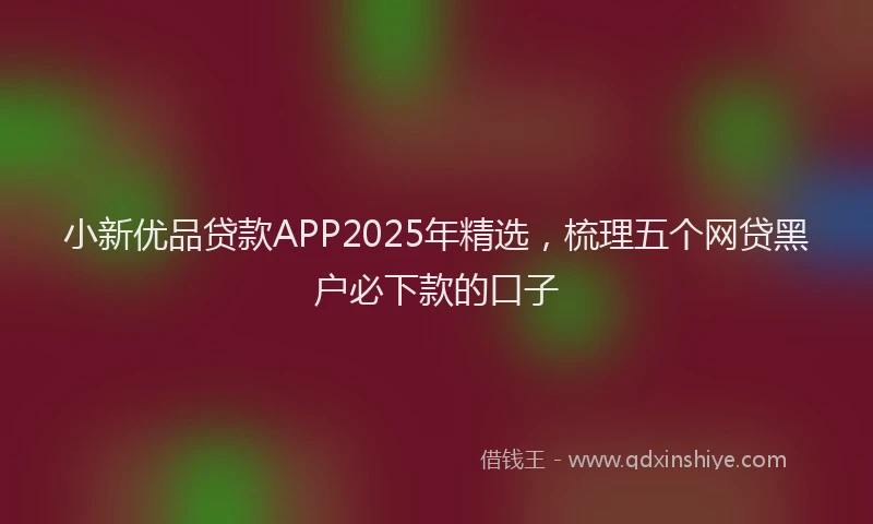 小新优品贷款APP2025年精选，梳理五个网贷黑户必下款的口子
