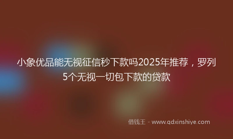 小象优品能无视征信秒下款吗2025年推荐，罗列5个无视一切包下款的贷款