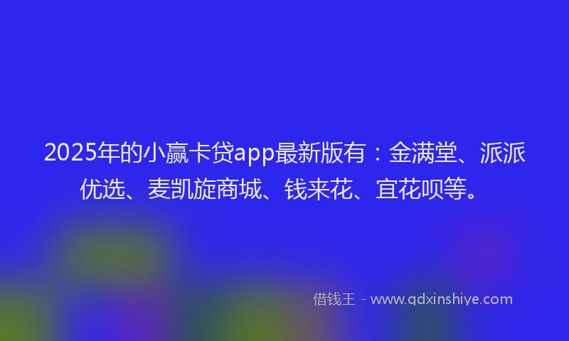 2025年的小赢卡贷app最新版有：金满堂、派派优选、麦凯旋商城、钱来花、宜花呗等。