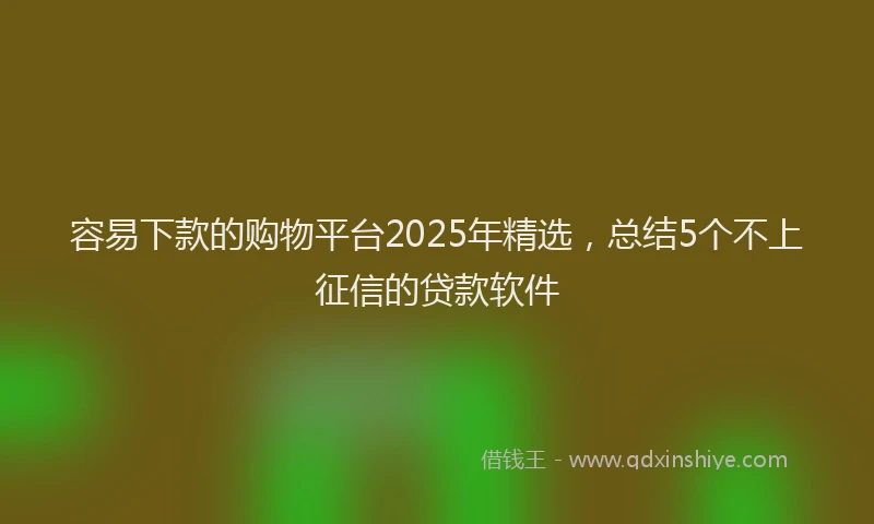 容易下款的购物平台2025年精选，总结5个不上征信的贷款软件