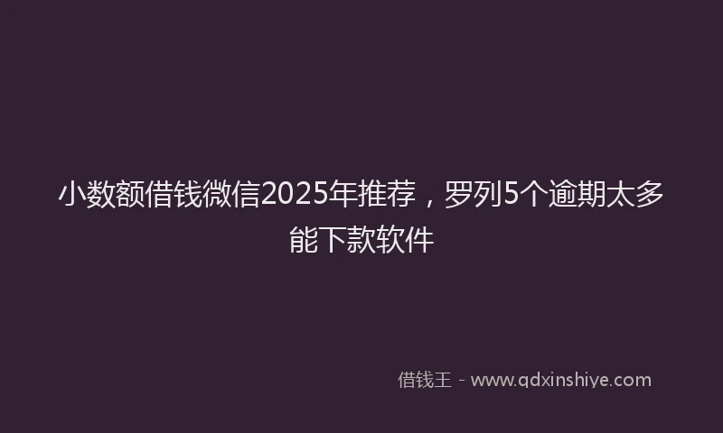 小数额借钱微信2025年推荐，罗列5个逾期太多能下款软件