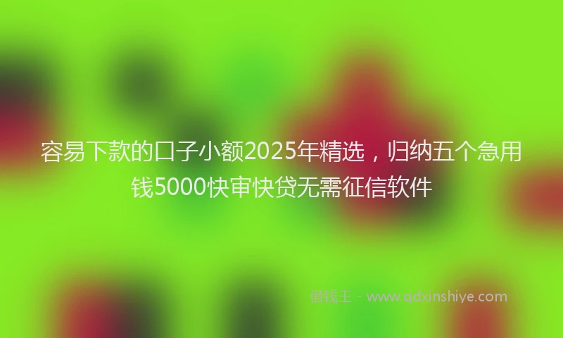 容易下款的口子小额2025年精选，归纳五个急用钱5000快审快贷无需征信软件