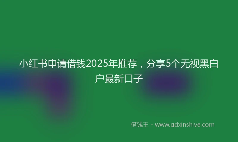 小红书申请借钱2025年推荐，分享5个无视黑白户最新口子
