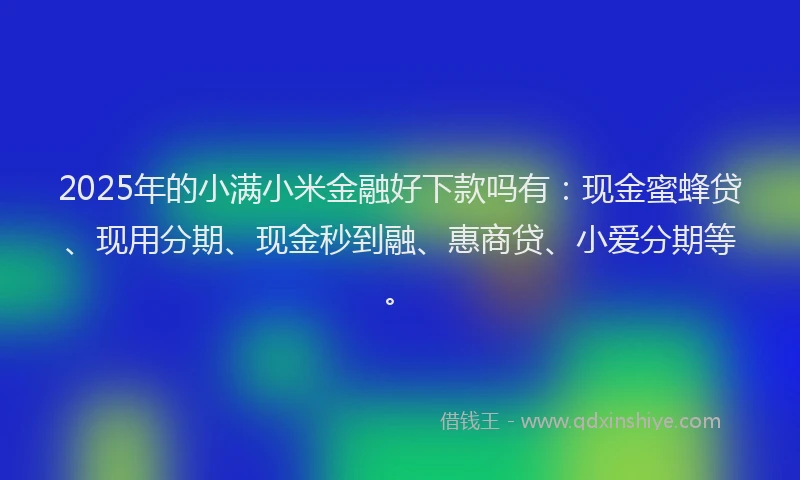 2025年的小满小米金融好下款吗有：现金蜜蜂贷、现用分期、现金秒到融、惠商贷、小爱分期等。