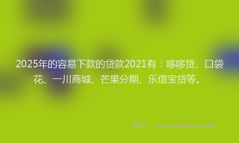 2025年的容易下款的贷款2021有：哆哆贷、口袋花、一川商城、芒果分期、乐借宝贷等。