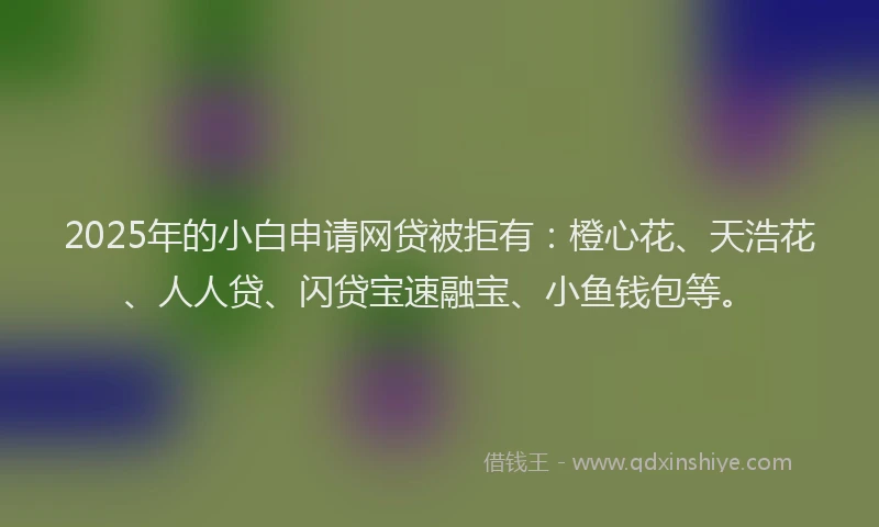 2025年的小白申请网贷被拒有：橙心花、天浩花、人人贷、闪贷宝速融宝、小鱼钱包等。