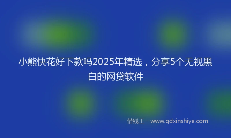 小熊快花好下款吗2025年精选，分享5个无视黑白的网贷软件