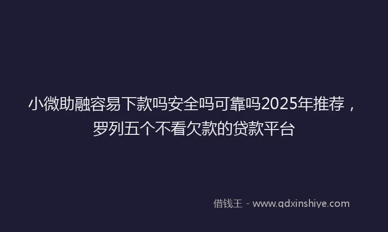 小微助融容易下款吗安全吗可靠吗2025年推荐，罗列五个不看欠款的贷款平台