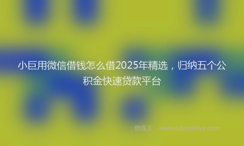 小巨用微信借钱怎么借2025年精选，归纳五个公积金快速贷款平台