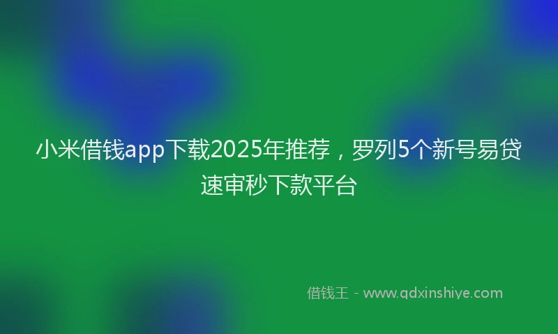 小米借钱app下载2025年推荐，罗列5个新号易贷速审秒下款平台
