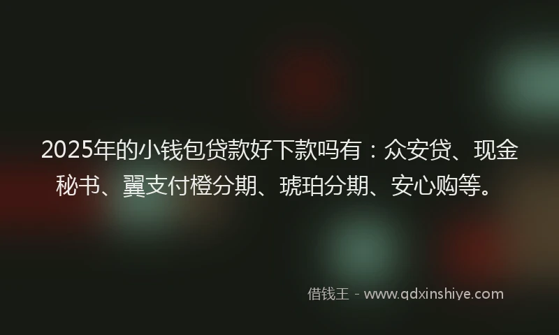 2025年的小钱包贷款好下款吗有：众安贷、现金秘书、翼支付橙分期、琥珀分期、安心购等。