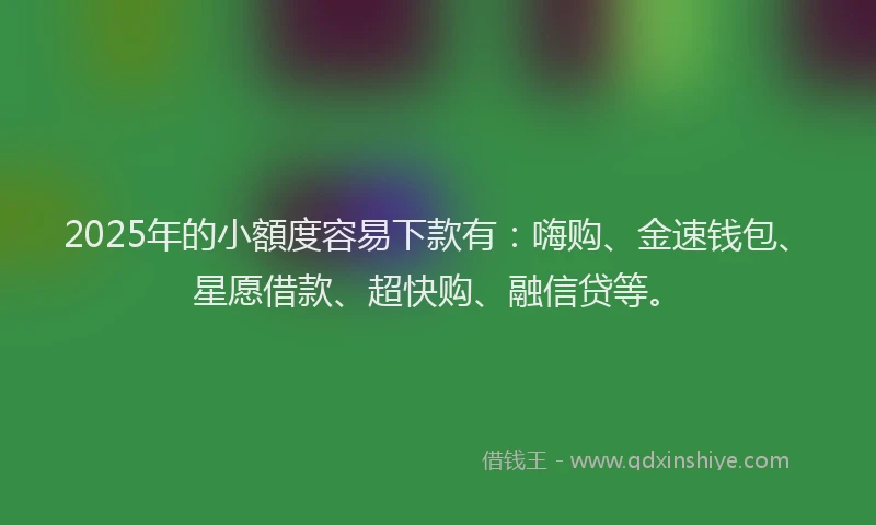 2025年的小額度容易下款有：嗨购、金速钱包、星愿借款、超快购、融信贷等。