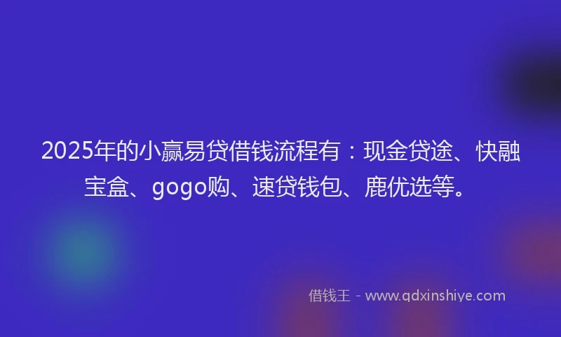 2025年的小赢易贷借钱流程有：现金贷途、快融宝盒、gogo购、速贷钱包、鹿优选等。