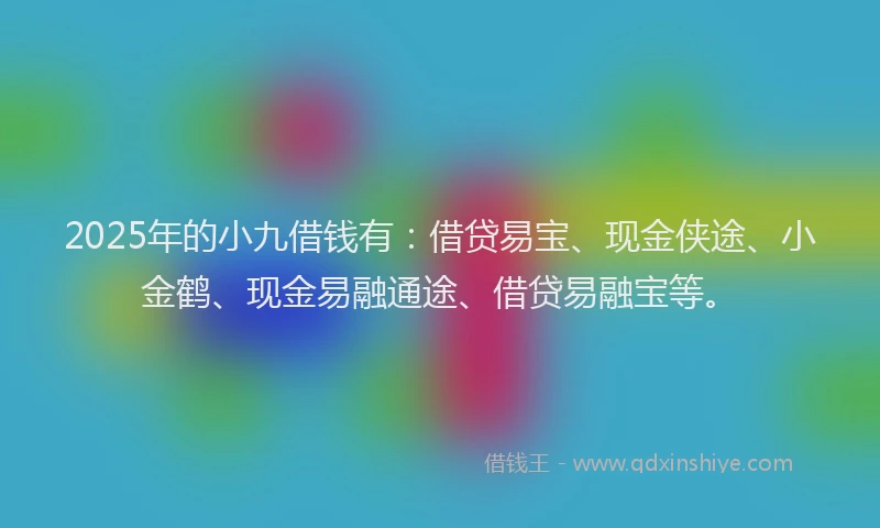 2025年的小九借钱有：借贷易宝、现金侠途、小金鹤、现金易融通途、借贷易融宝等。