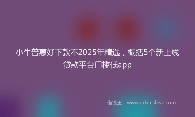 小牛普惠好下款不2025年精选，概括5个新上线贷款平台门槛低app