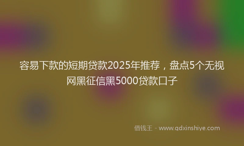 容易下款的短期贷款2025年推荐，盘点5个无视网黑征信黑5000贷款口子