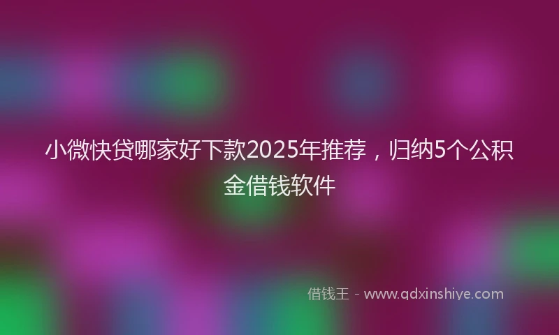 小微快贷哪家好下款2025年推荐，归纳5个公积金借钱软件