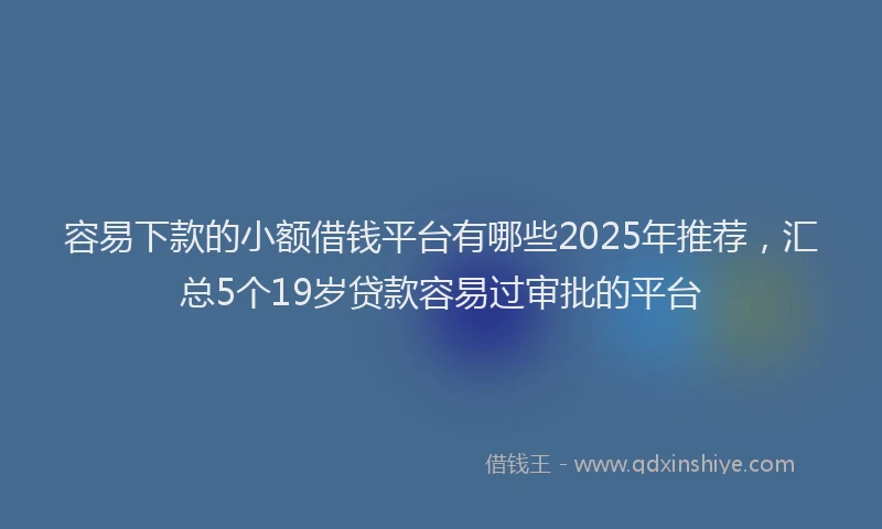 容易下款的小额借钱平台有哪些2025年推荐，汇总5个19岁贷款容易过审批的平台