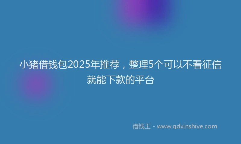 小猪借钱包2025年推荐，整理5个可以不看征信就能下款的平台