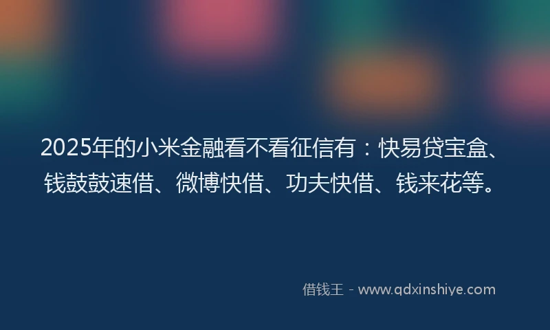 2025年的小米金融看不看征信有：快易贷宝盒、钱鼓鼓速借、微博快借、功夫快借、钱来花等。