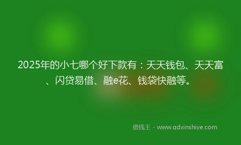 2025年的小七哪个好下款有：天天钱包、天天富、闪贷易借、融e花、钱袋快融等。