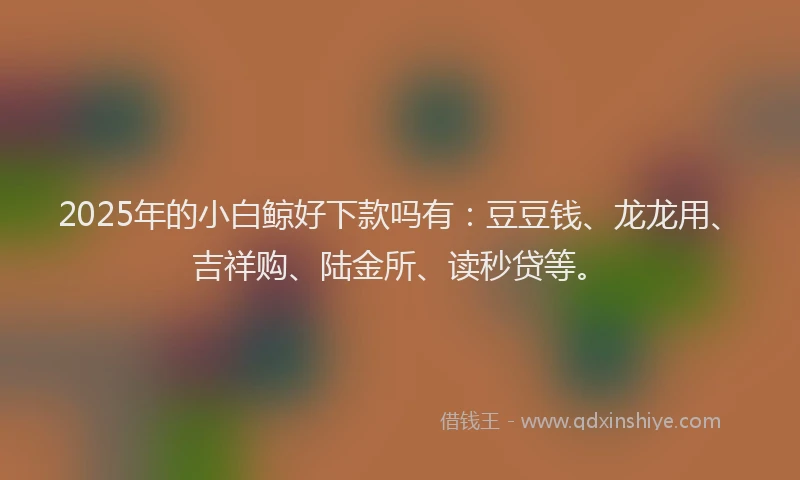 2025年的小白鲸好下款吗有：豆豆钱、龙龙用、吉祥购、陆金所、读秒贷等。
