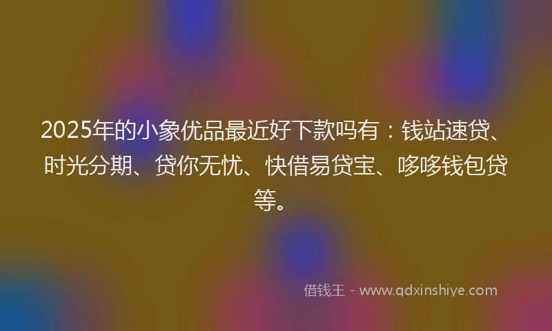 2025年的小象优品最近好下款吗有：钱站速贷、时光分期、贷你无忧、快借易贷宝、哆哆钱包贷等。