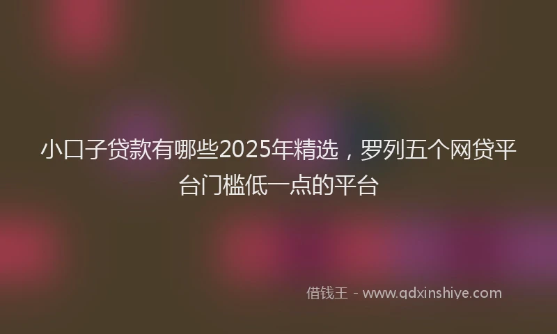 小口子贷款有哪些2025年精选，罗列五个网贷平台门槛低一点的平台
