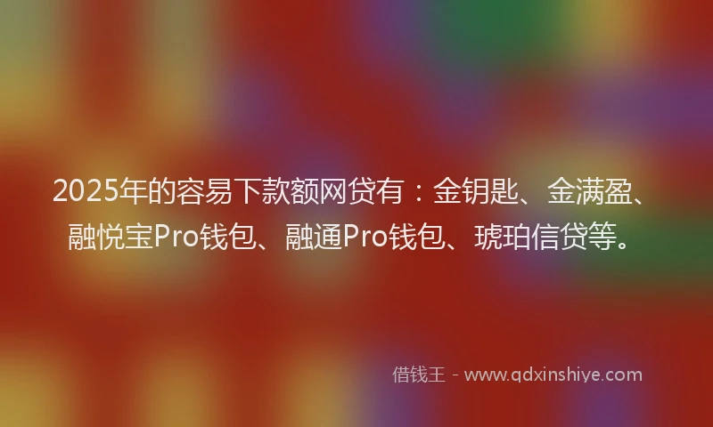 2025年的容易下款额网贷有：金钥匙、金满盈、融悦宝Pro钱包、融通Pro钱包、琥珀信贷等。