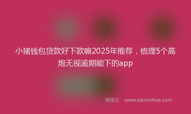 小猪钱包贷款好下款嘛2025年推荐，梳理5个高炮无视逾期能下的app