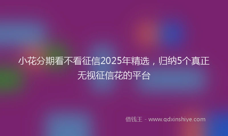 小花分期看不看征信2025年精选，归纳5个真正无视征信花的平台
