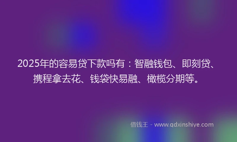 2025年的容易贷下款吗有：智融钱包、即刻贷、携程拿去花、钱袋快易融、橄榄分期等。