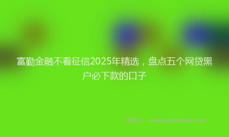 富勤金融不看征信2025年精选，盘点五个网贷黑户必下款的口子