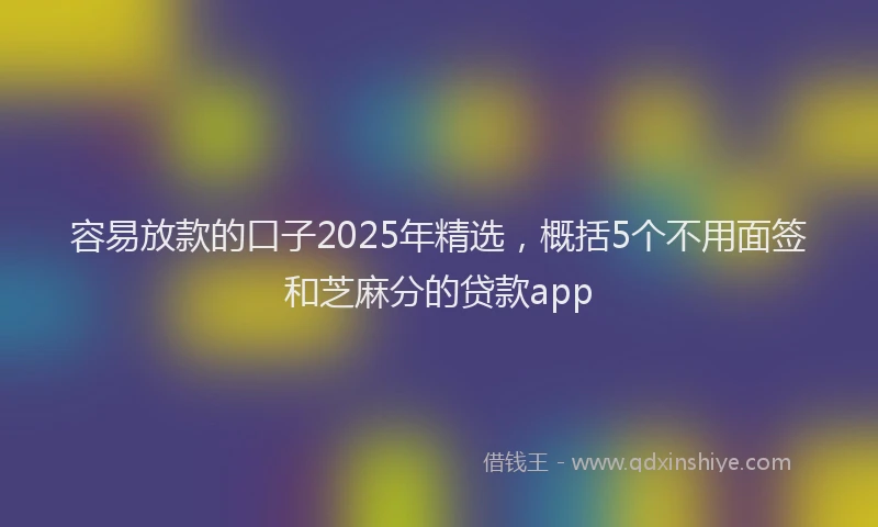 容易放款的口子2025年精选，概括5个不用面签和芝麻分的贷款app