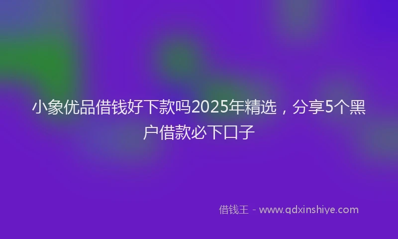 小象优品借钱好下款吗2025年精选，分享5个黑户借款必下口子