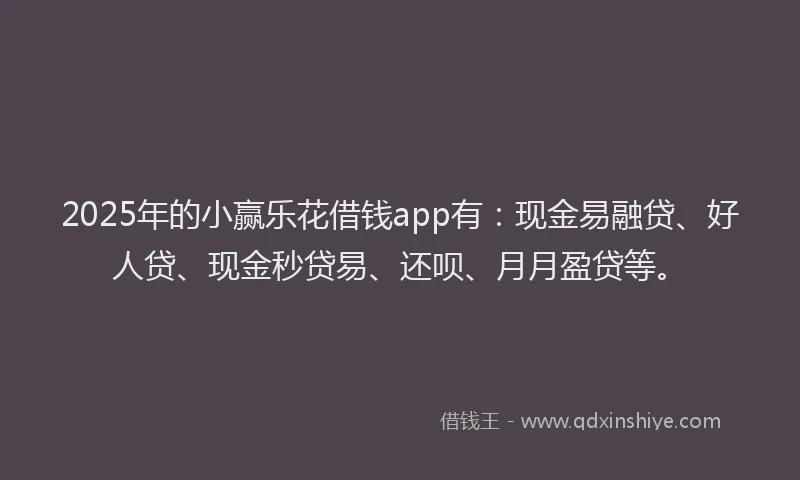 2025年的小赢乐花借钱app有：现金易融贷、好人贷、现金秒贷易、还呗、月月盈贷等。