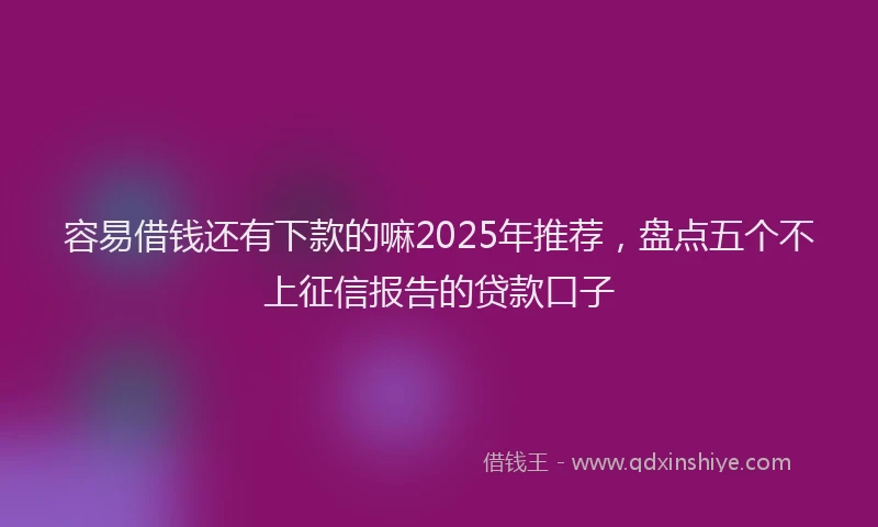 容易借钱还有下款的嘛2025年推荐，盘点五个不上征信报告的贷款口子