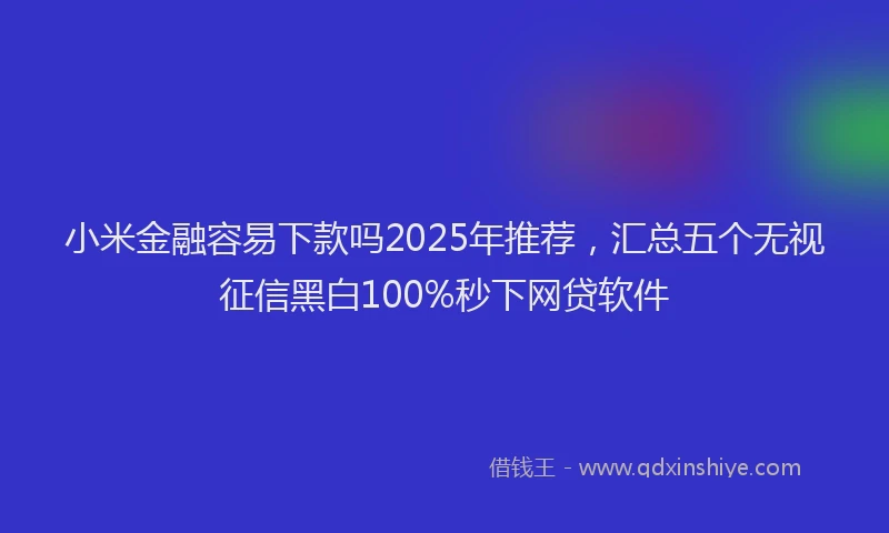 小米金融容易下款吗2025年推荐，汇总五个无视征信黑白100%秒下网贷软件