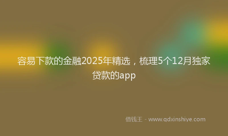 容易下款的金融2025年精选，梳理5个12月独家贷款的app