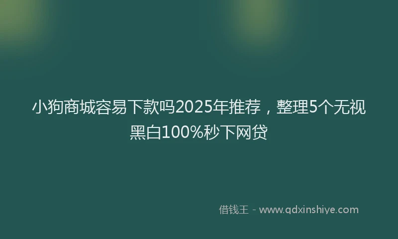 小狗商城容易下款吗2025年推荐，整理5个无视黑白100%秒下网贷