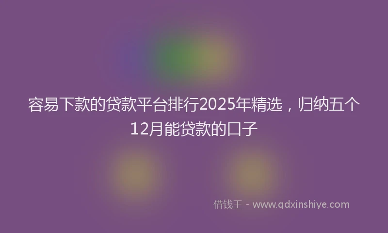 容易下款的贷款平台排行2025年精选，归纳五个12月能贷款的口子