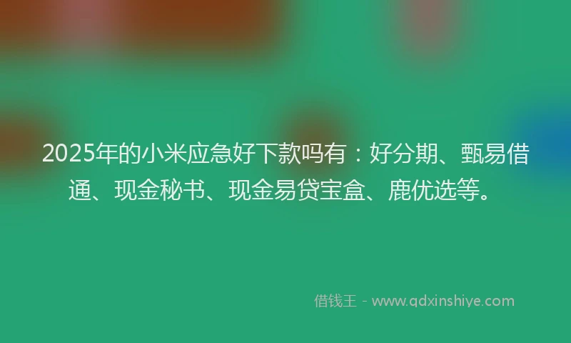 2025年的小米应急好下款吗有：好分期、甄易借通、现金秘书、现金易贷宝盒、鹿优选等。