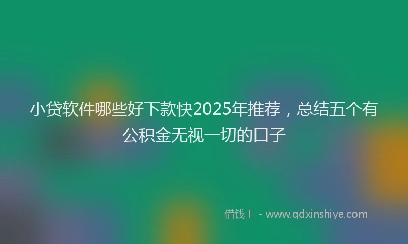 小贷软件哪些好下款快2025年推荐，总结五个有公积金无视一切的口子