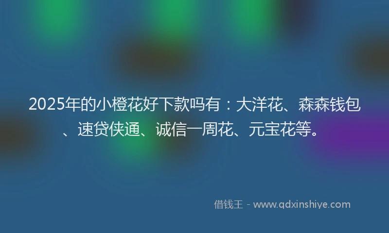 2025年的小橙花好下款吗有：大洋花、森森钱包、速贷侠通、诚信一周花、元宝花等。